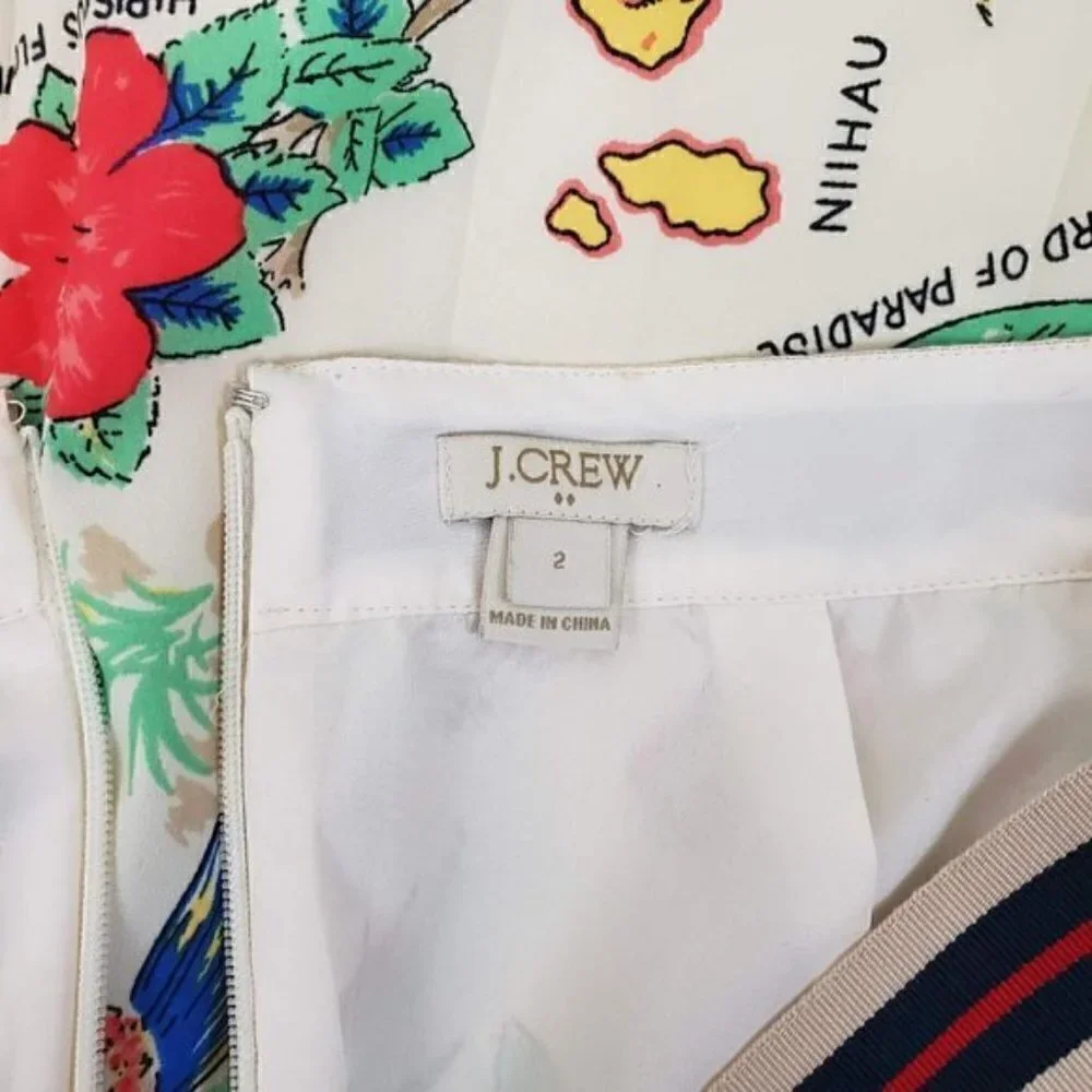 𝅺J.Crew Factory Hawaiian Island Print Pleated Skirt